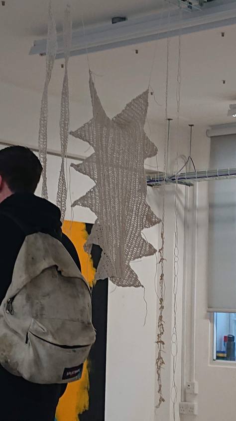 Joanne White ‘Can’t Swim Back, Scars’. (2019). Crochet Cotton. Mid term Exhibition March 2019