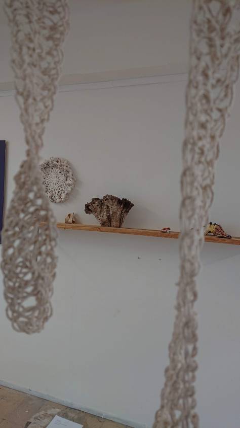 Joanne White ‘Can’t Swim Back, Scars’. (2019). Crochet Cotton. Mid term Exhibition March 2019