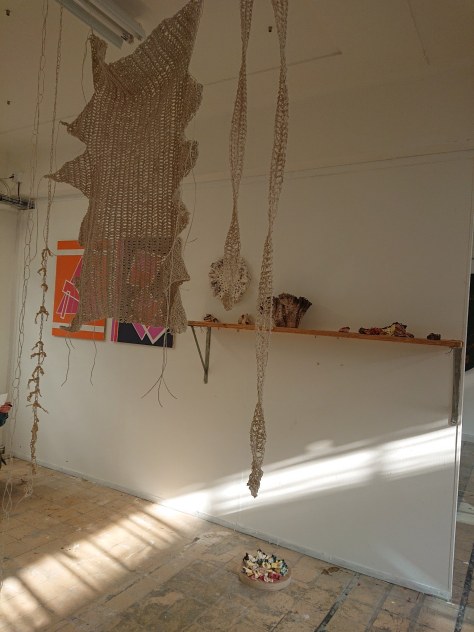 Joanne White ‘Can’t Swim Back, Scars’. (2019). Crochet Cotton. Mid term Exhibition March 2019